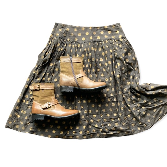 Clarks Harness Leather Boots Camel Brown Size 6.5 Mid Calf Ranch Style - Picture 4 of 16